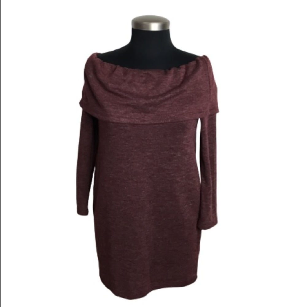 Everly Wine Off the Shoulder Mini Dress Long Sleeves Size Large